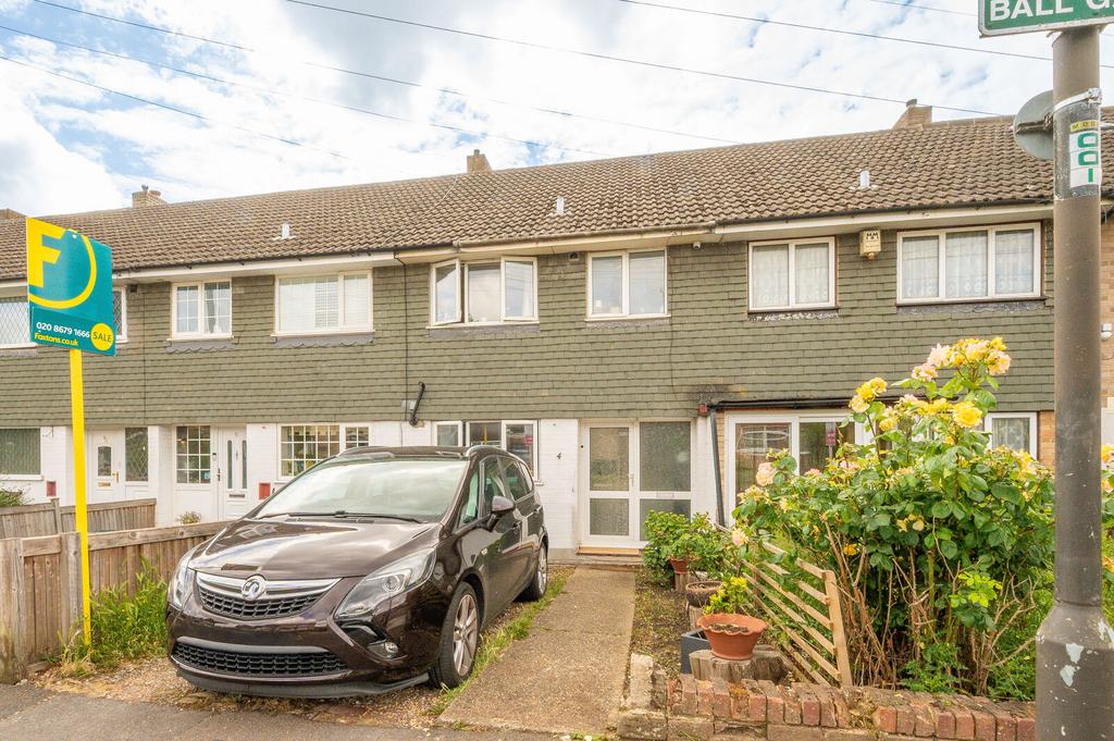 Terraced house exterior, parking