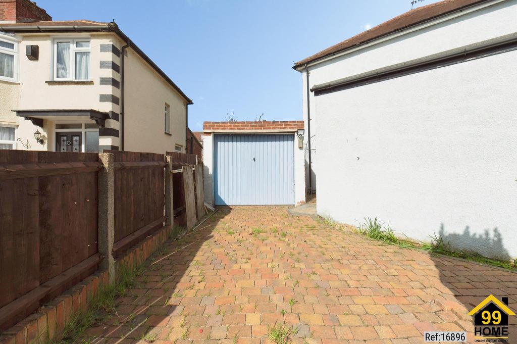 Driveway view, driveway, garage