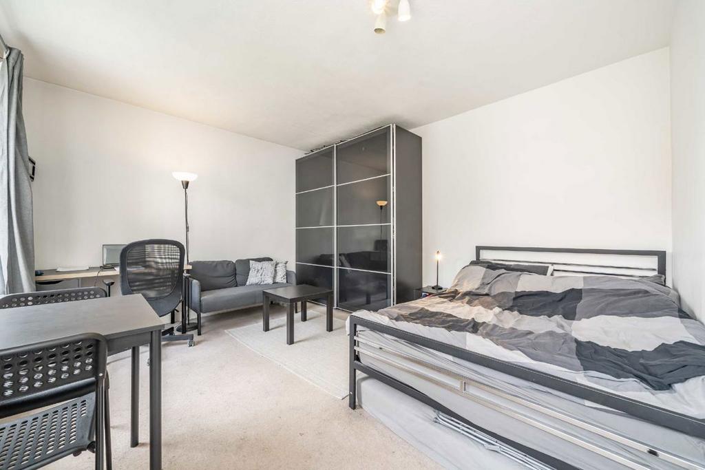 Studio apartment interior, open plan living, studio