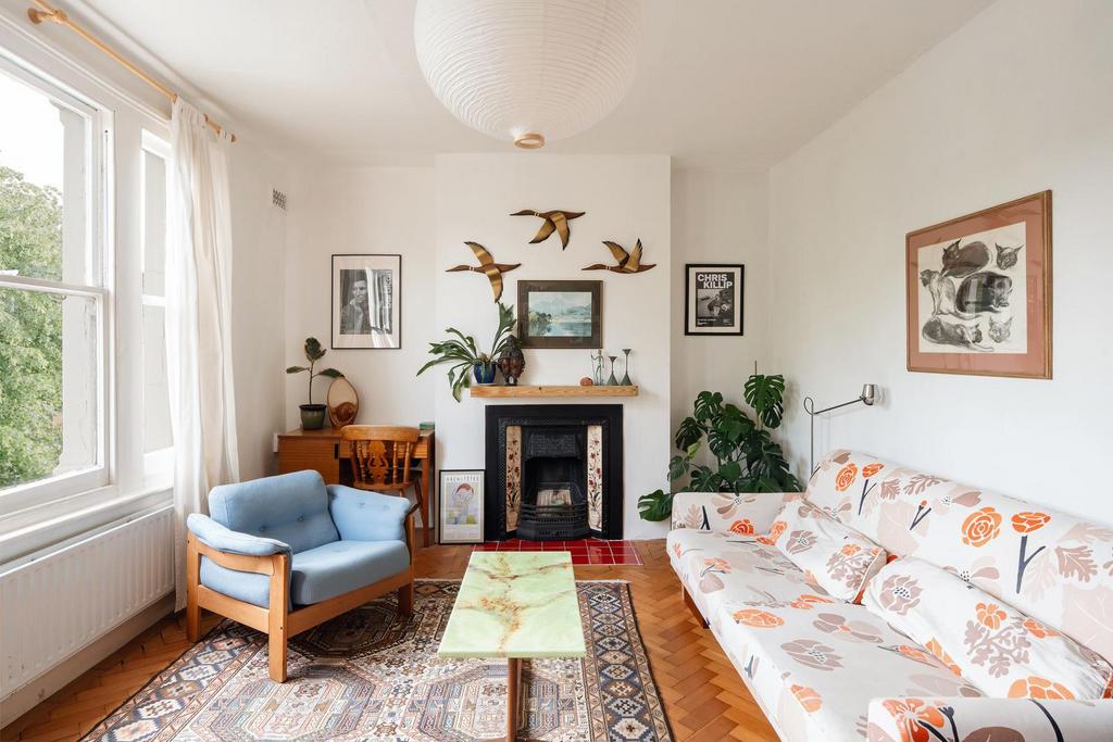 Living room, fireplace