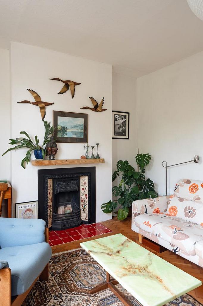 Living room, fireplace