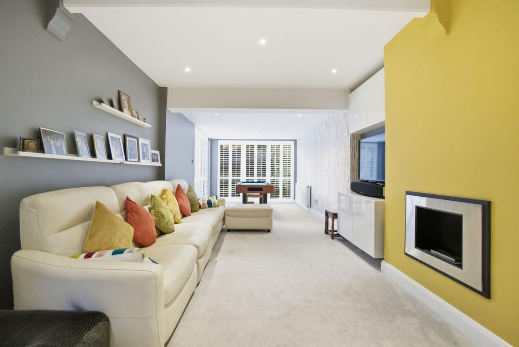 Open-plan living area, open plan living, fireplace