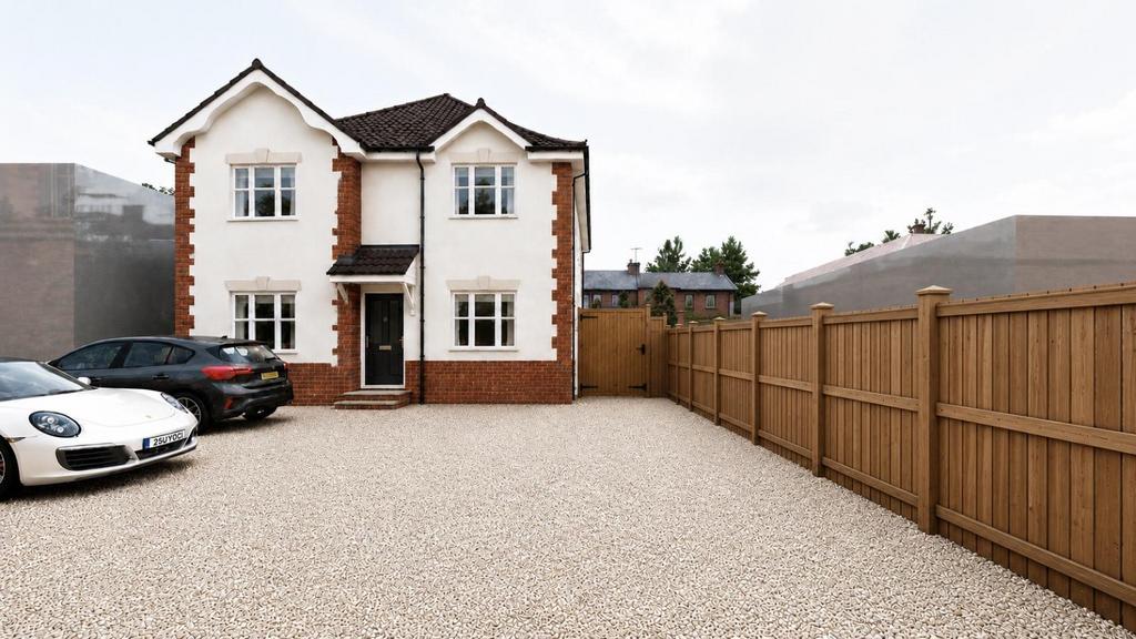 Detached house exterior, driveway