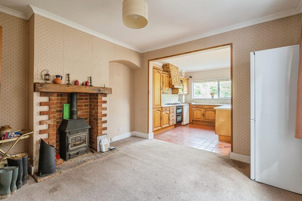 Living room, fireplace, open plan living