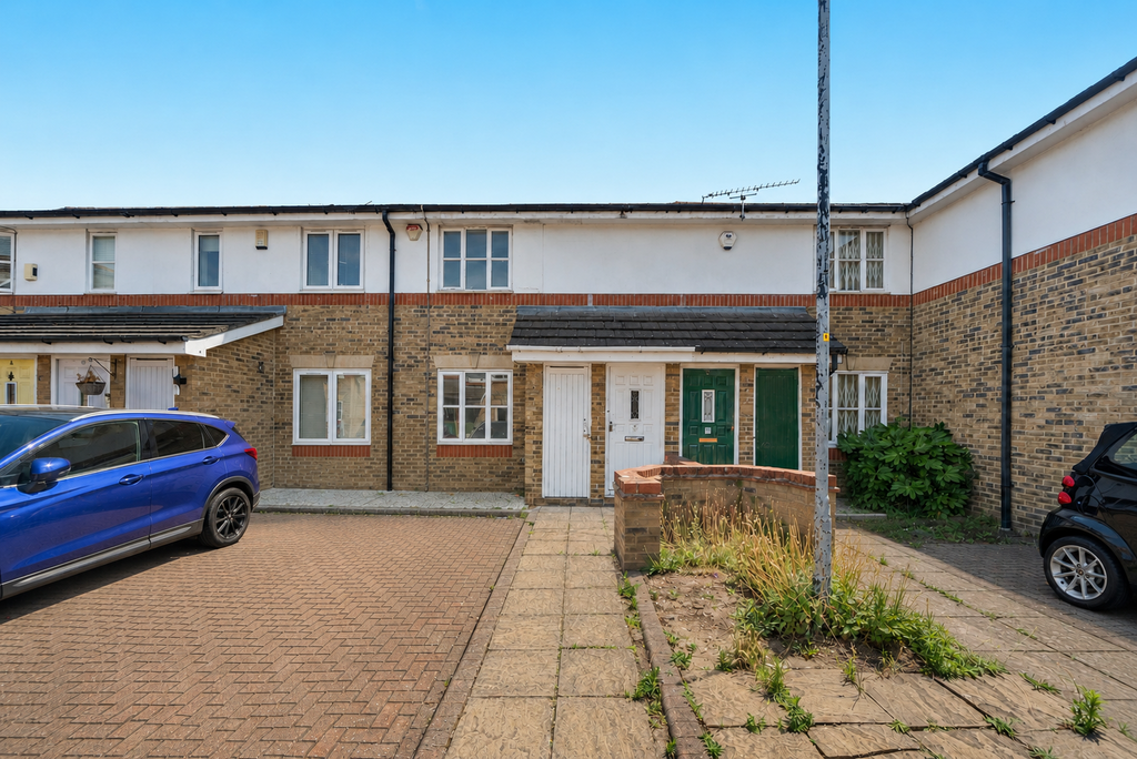 Semi-detached house exterior, driveway