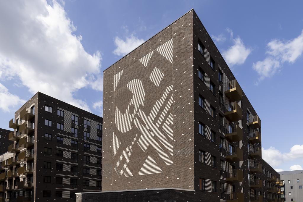 Apartment building facade, block of apartments
