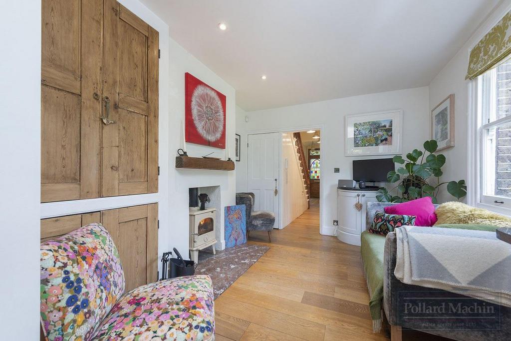 Open-plan living area, fireplace