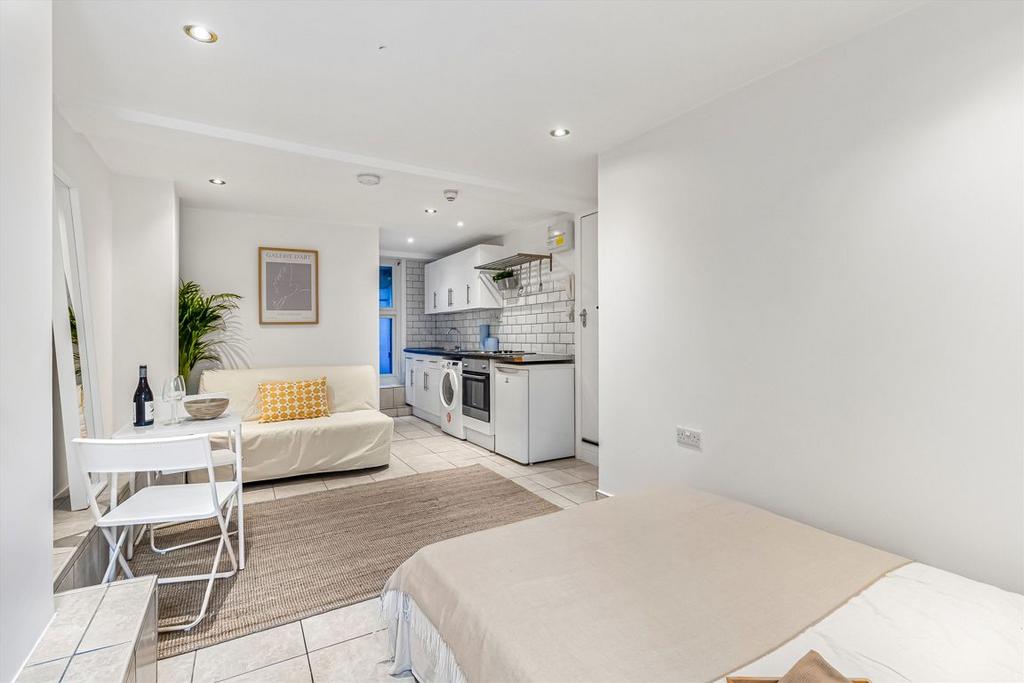 Studio apartment interior, open plan living