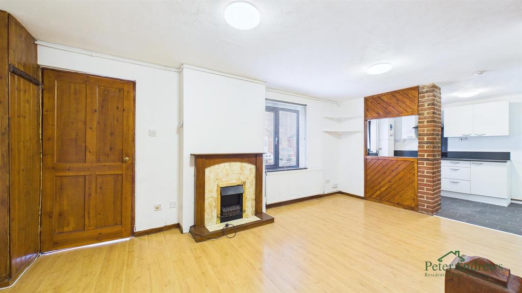 Open-plan living area, fireplace