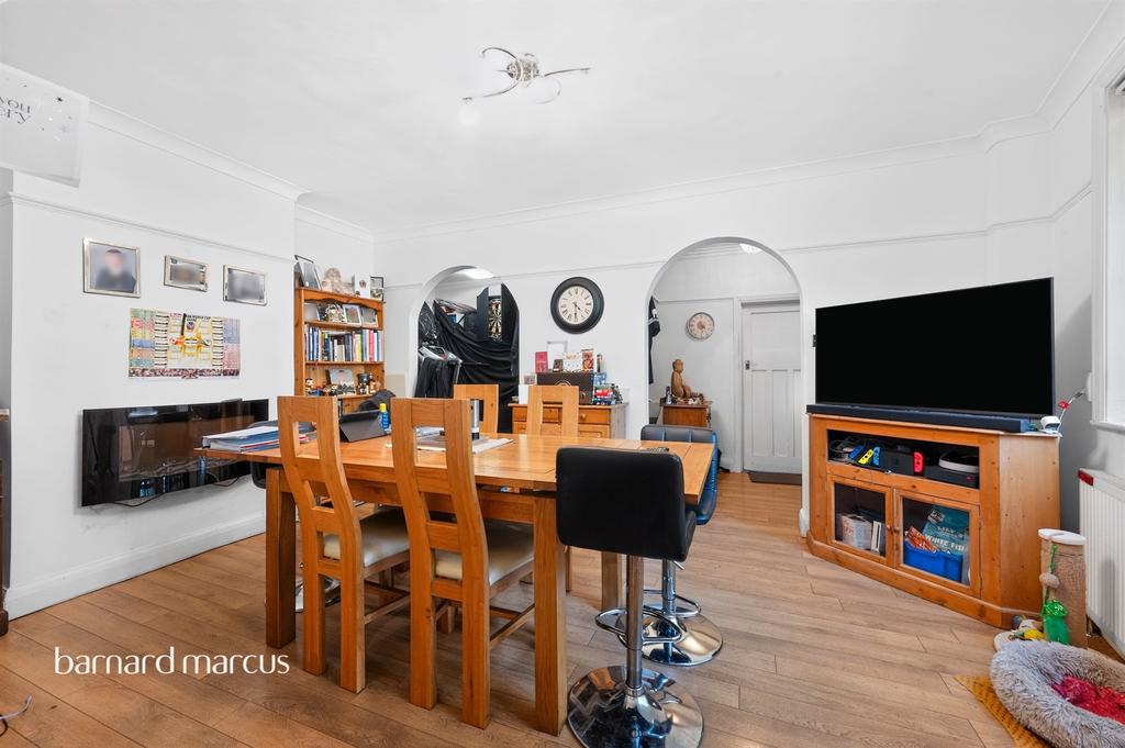 Open-plan living area, fireplace
