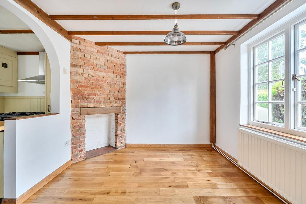 Open-plan living area, fireplace