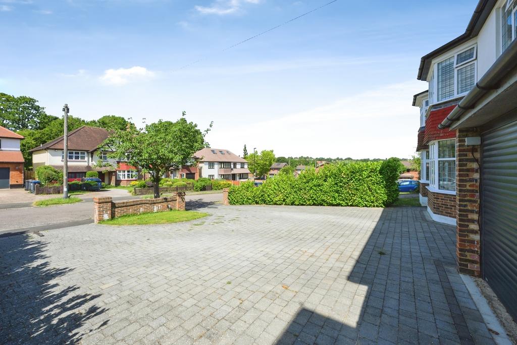Driveway view, driveway, garage