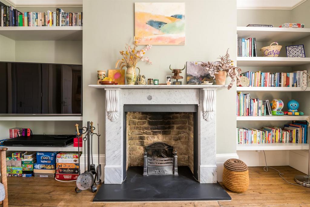 Living room, fireplace