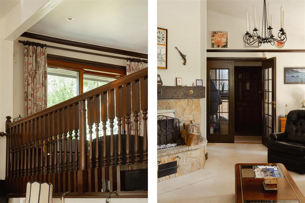 Landing, fireplace