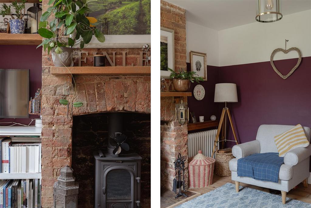 Living room, fireplace