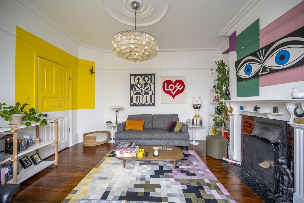 Living room, fireplace