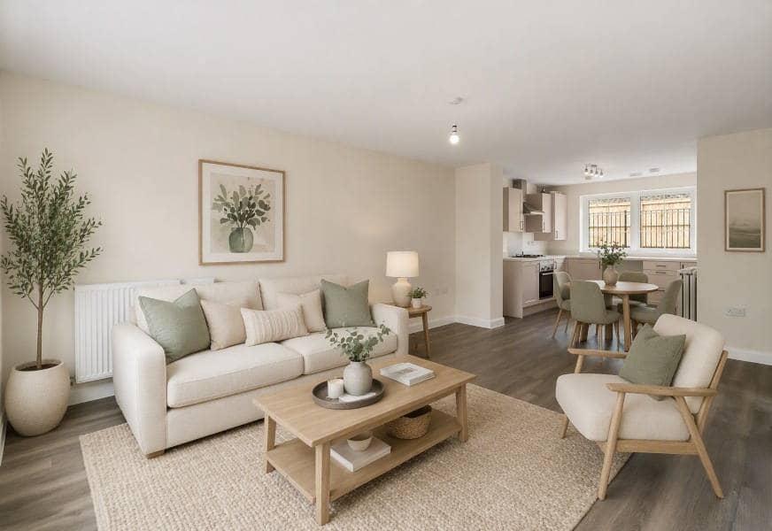 Open-plan living area, open plan living