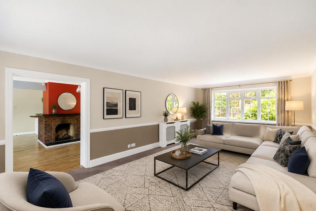Living room, fireplace