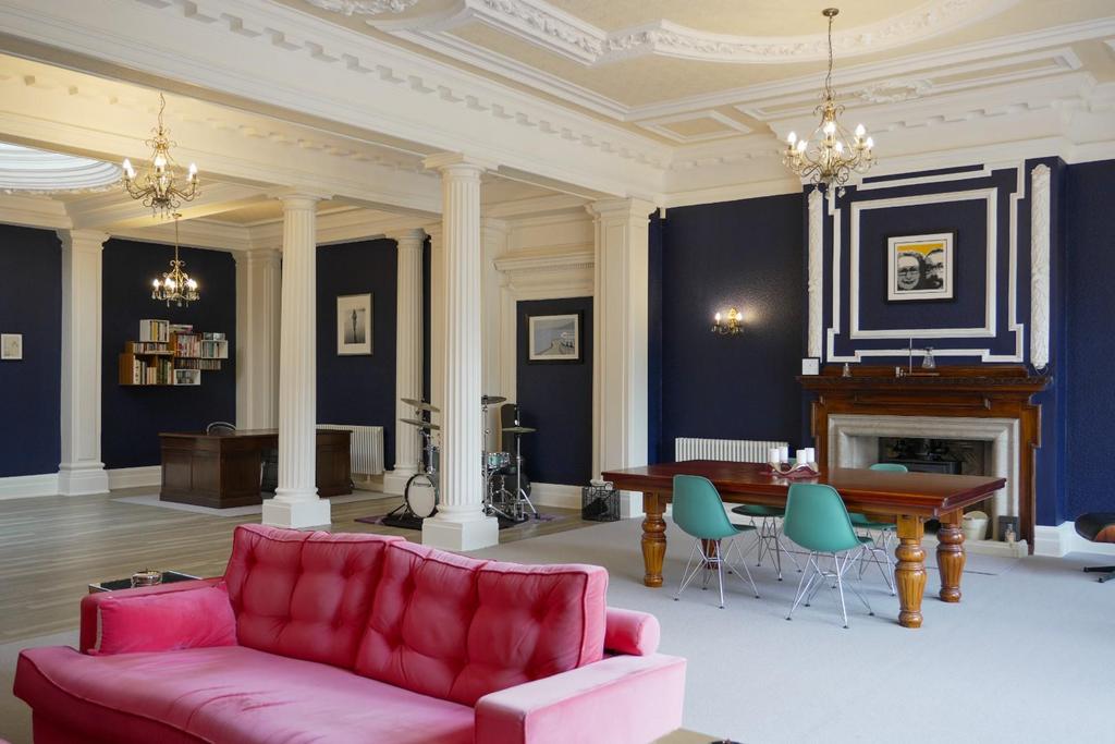Open-plan living area, open plan living, fireplace