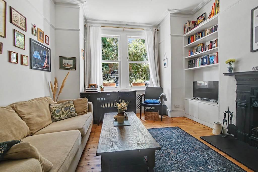 Living room, fireplace