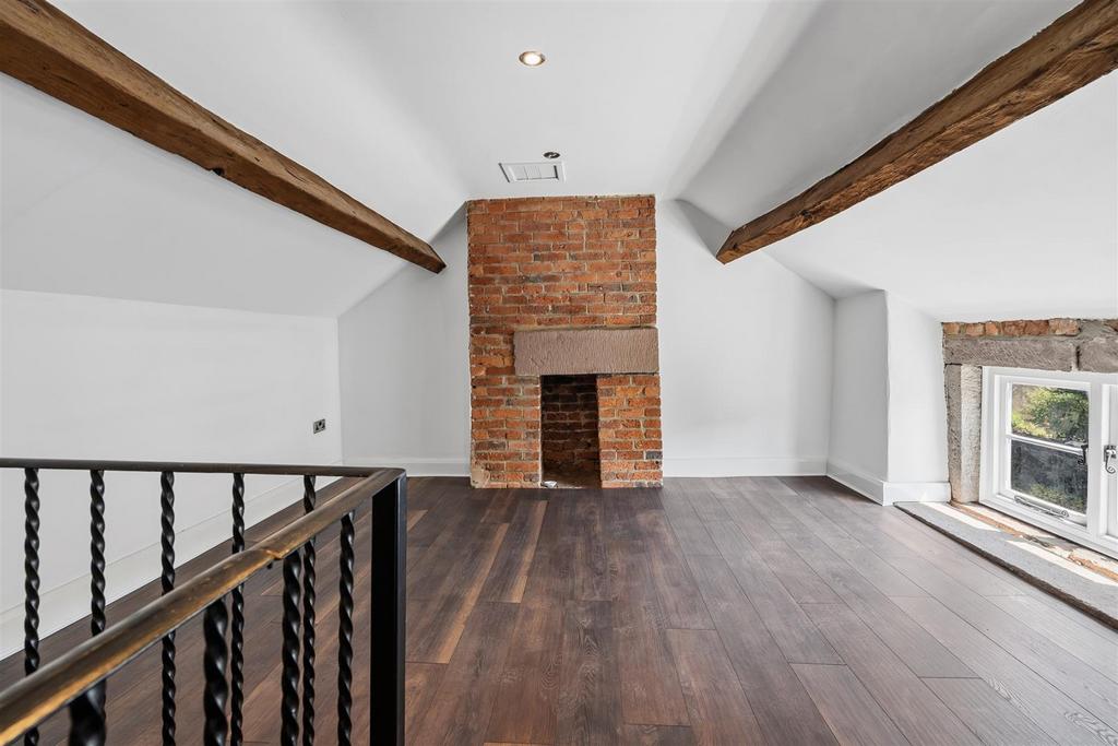 Landing, fireplace