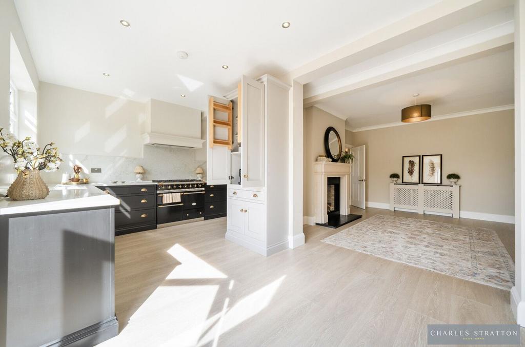 Open-plan living area, open plan living, fireplace