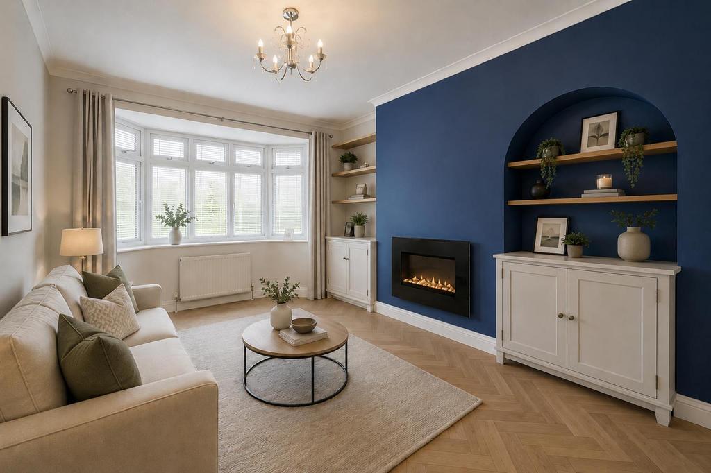 Living room, fireplace