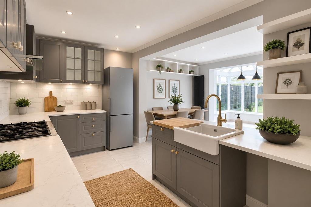 Kitchen, open plan living