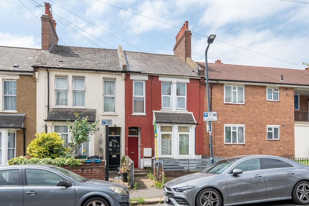 Terraced house exterior, parking