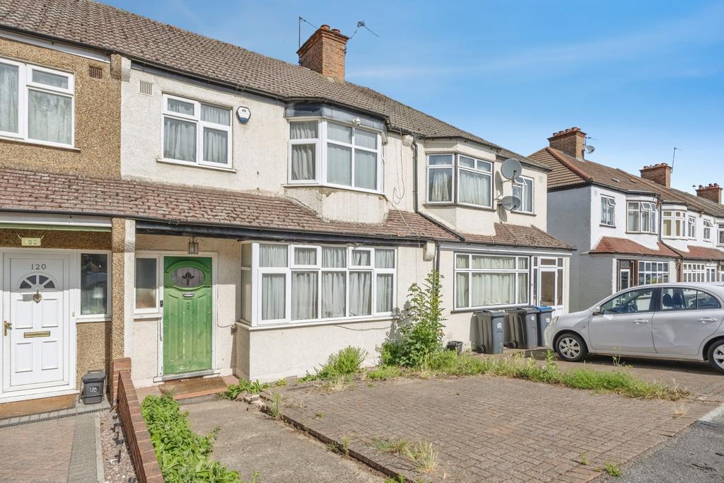 Terraced house exterior, parking