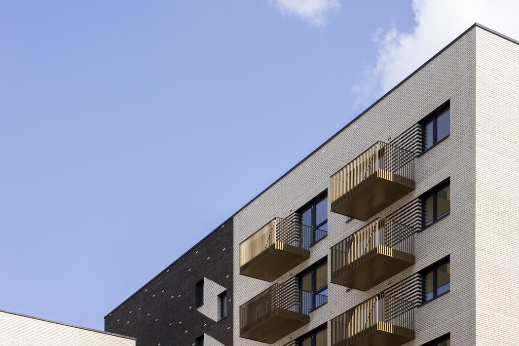 Apartment building facade, block of apartments
