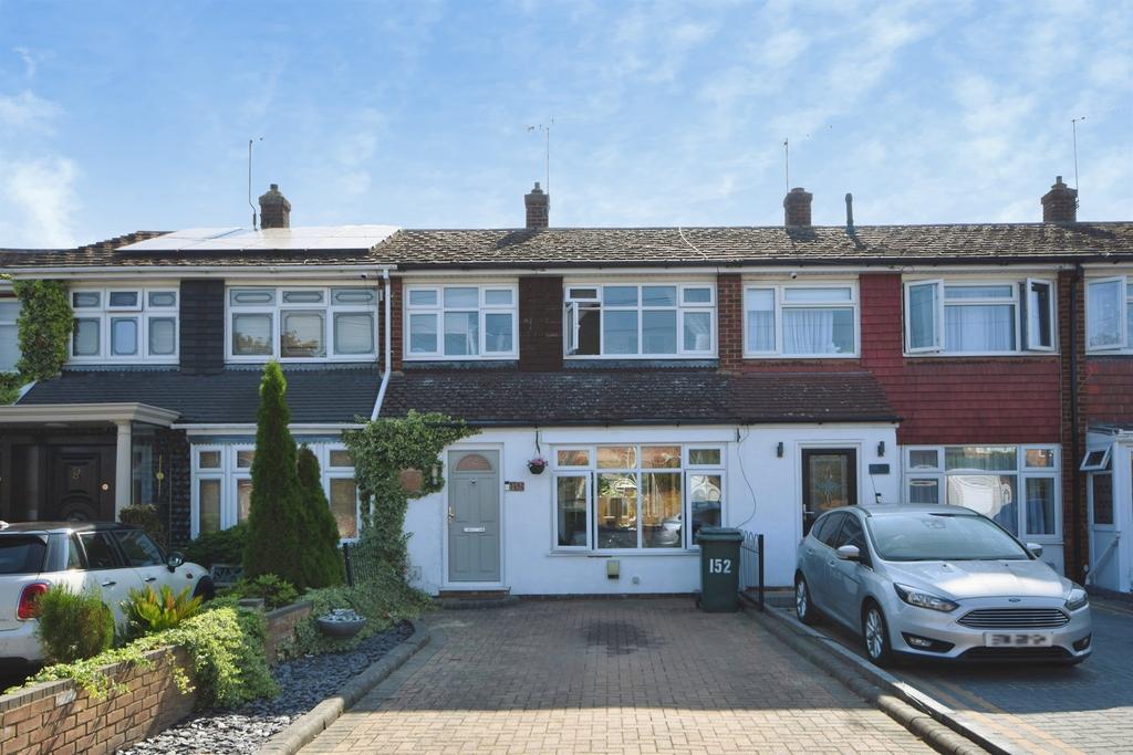 Terraced house exterior, parking
