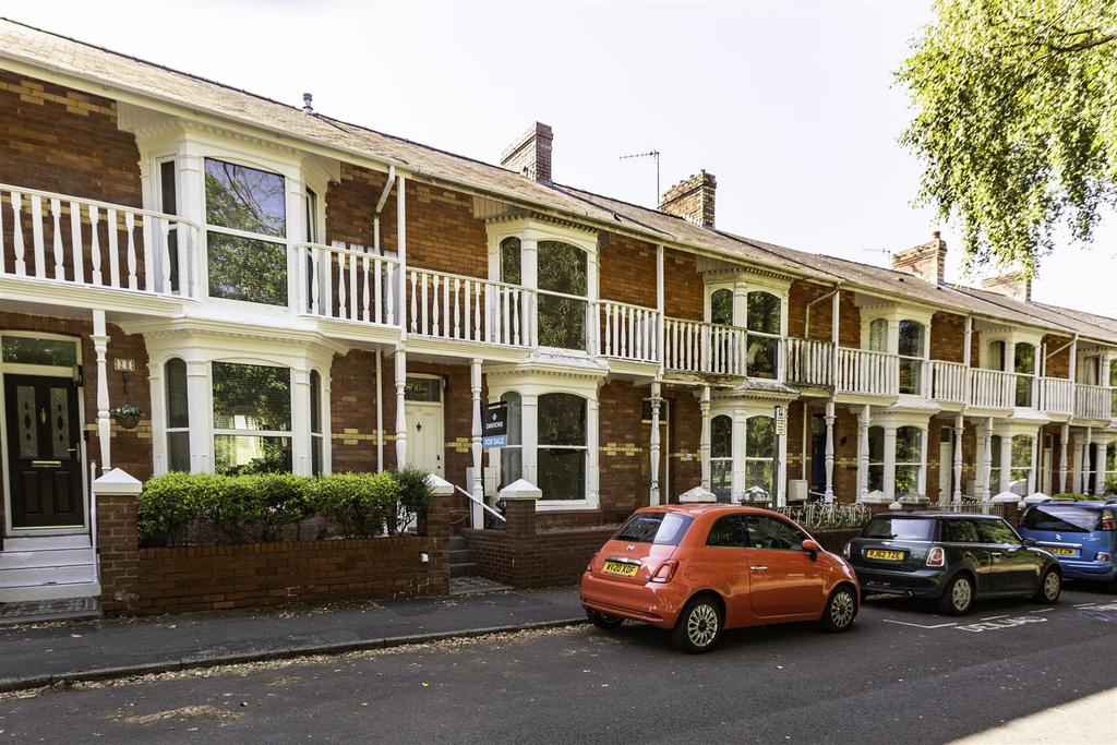 Terraced house exterior, parking