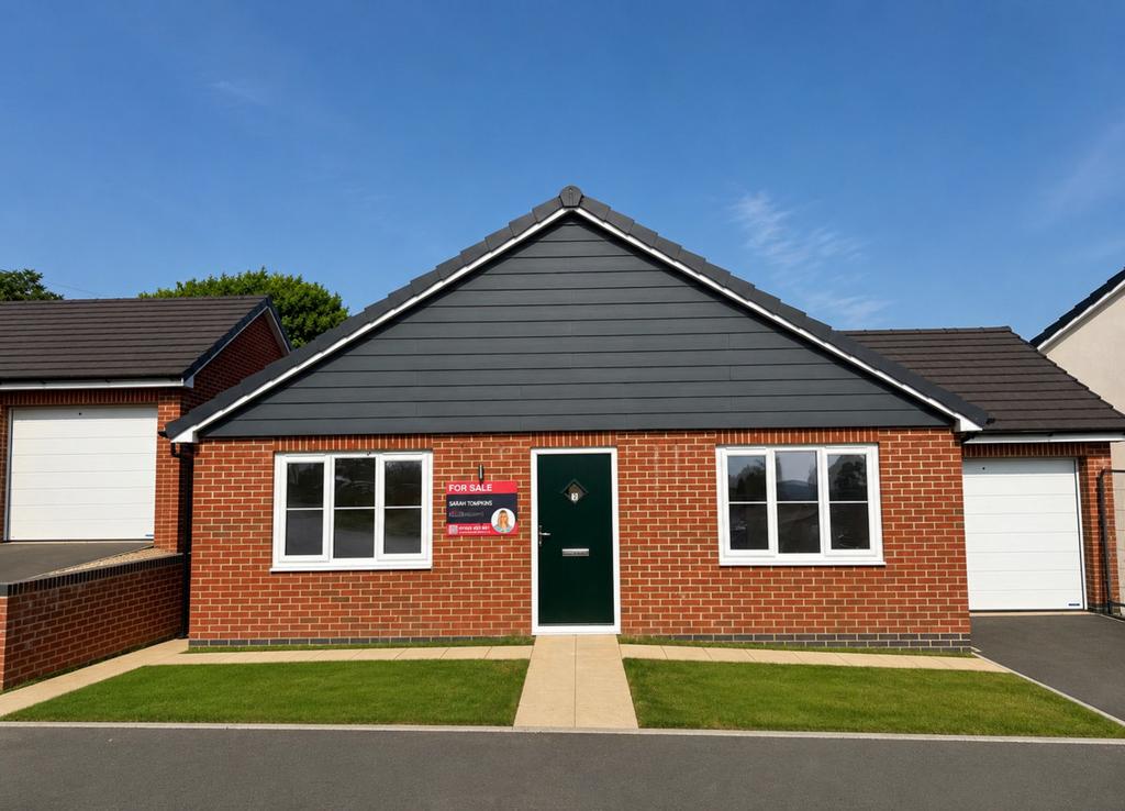 Detached house exterior, driveway, garage