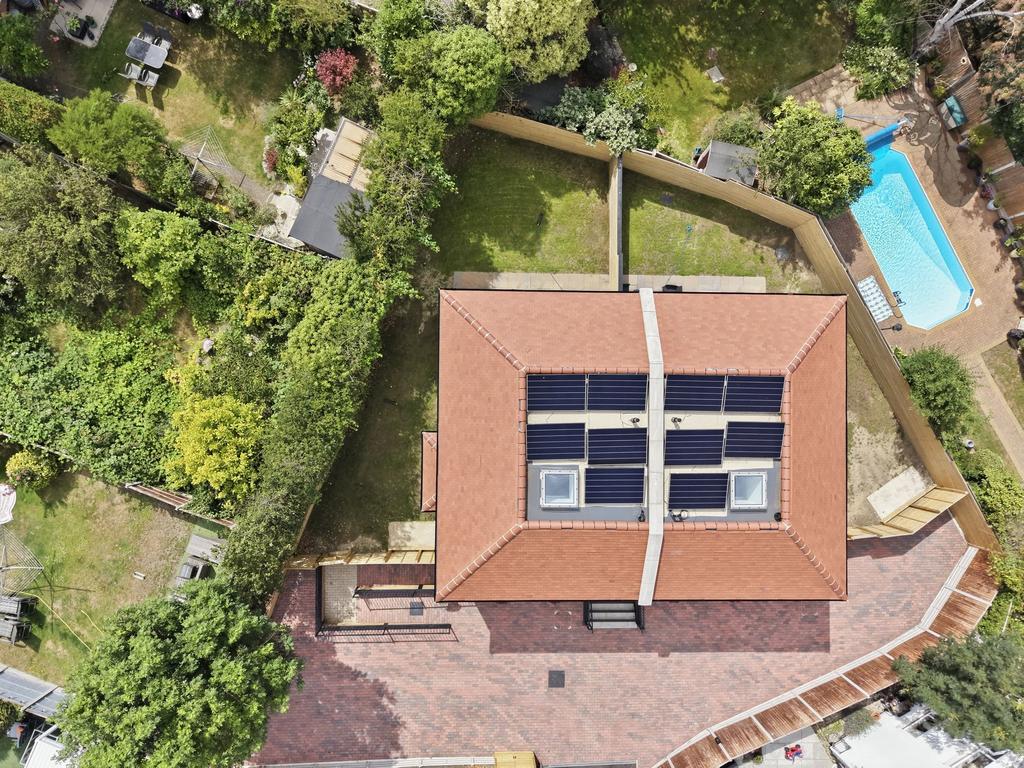 House exterior, solar panels
