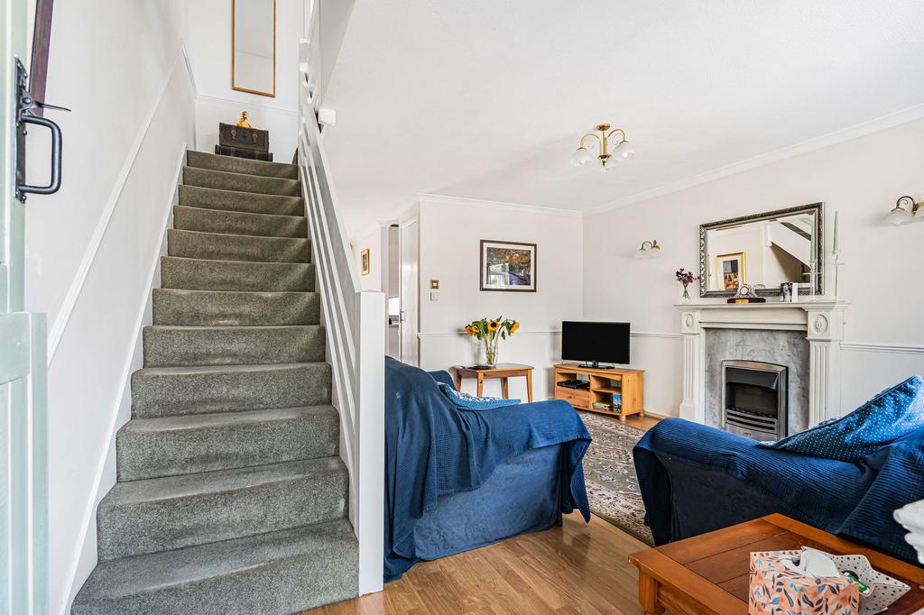 Open-plan living area, fireplace