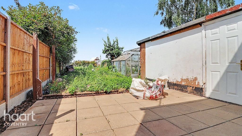 Patio view, garage