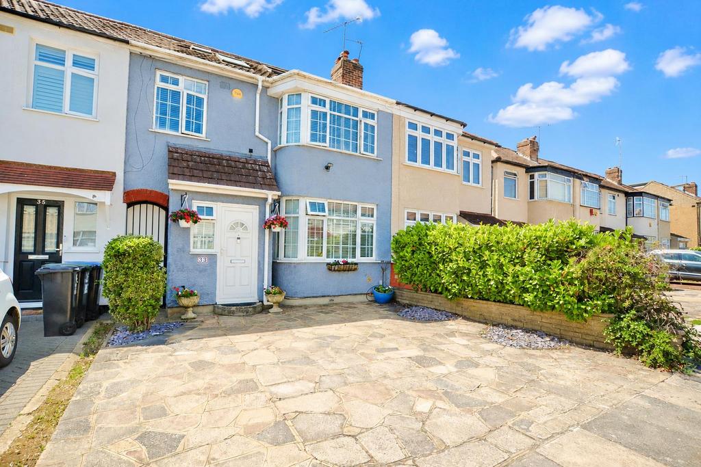 Terraced house exterior, parking