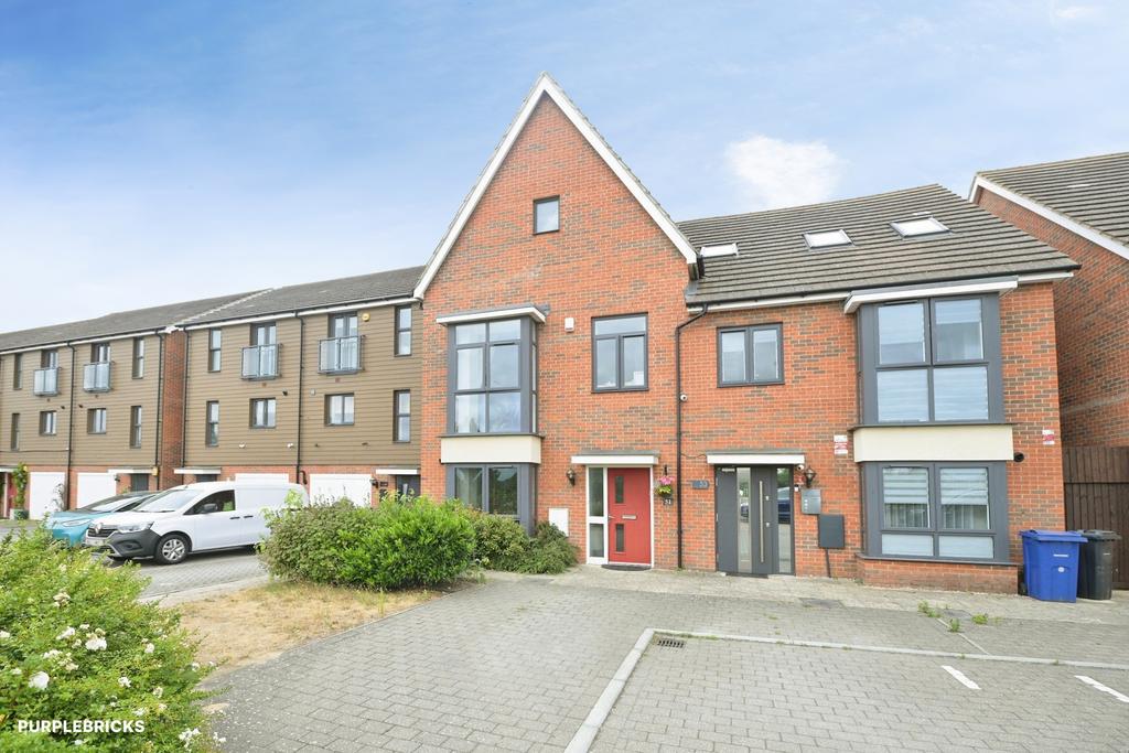 Terraced house exterior, parking