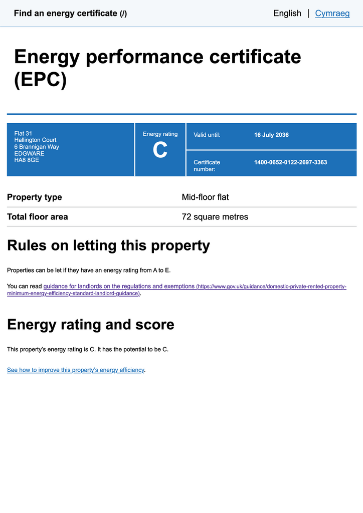 EPC Flat 31, Hallington Court, 6 Brannigan Way,...