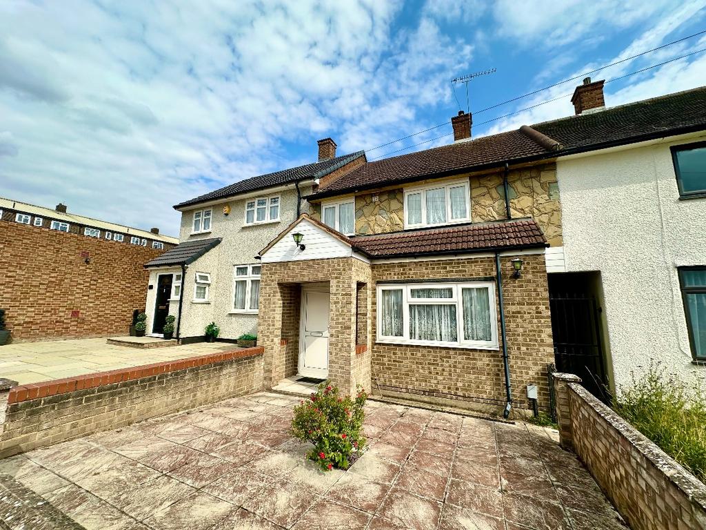 Semi-detached house exterior, driveway