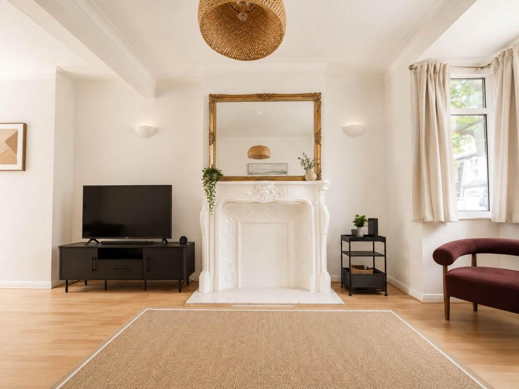 Living room, fireplace