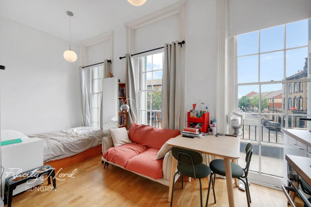 Studio apartment interior, open plan living