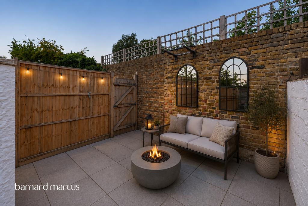 Patio view, fireplace