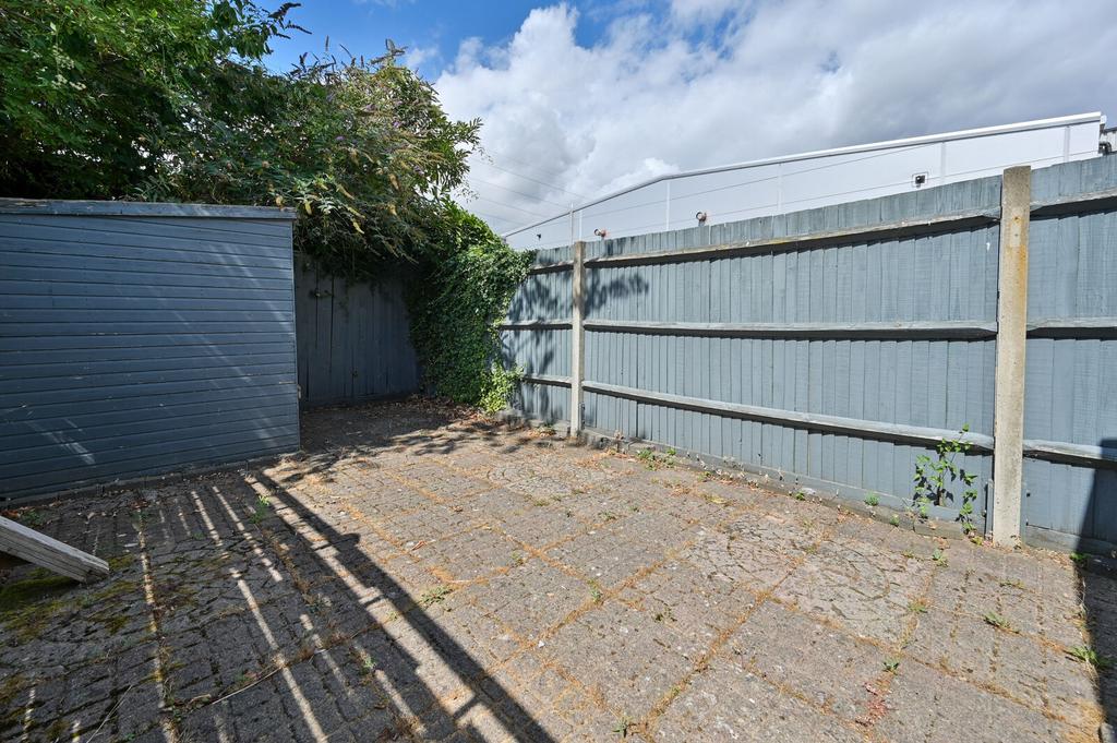 Driveway view, garage
