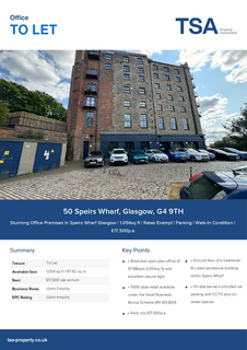 Office to rent, 50 Speirs Whar Glasgow G4 9TH