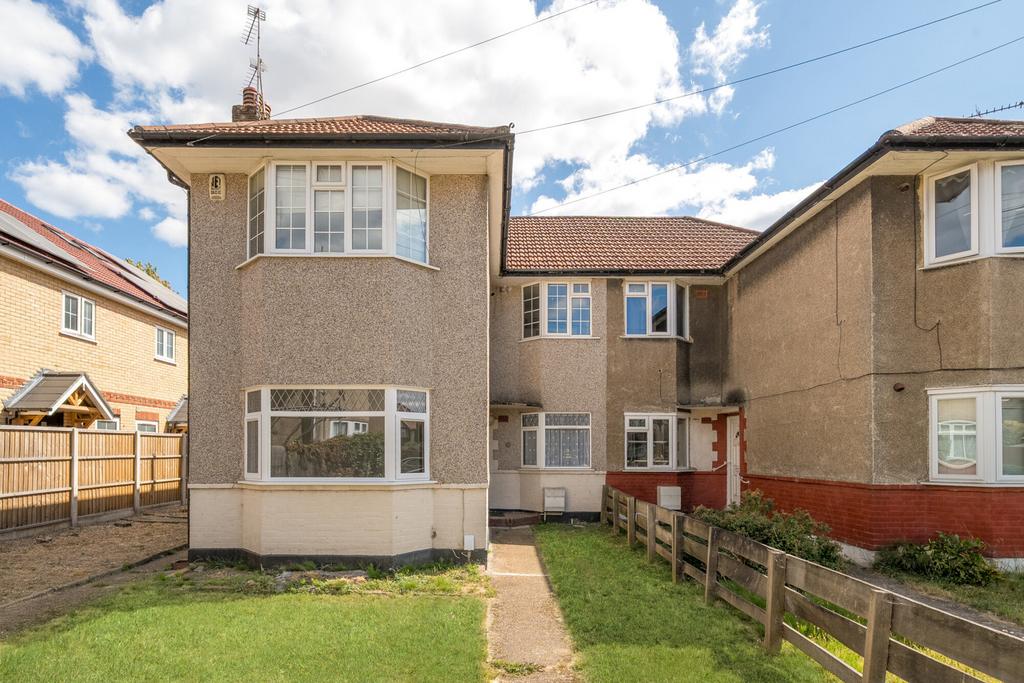 Semi-detached house exterior, garden