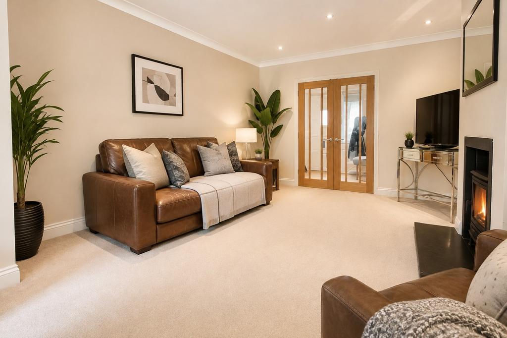 Living room, fireplace