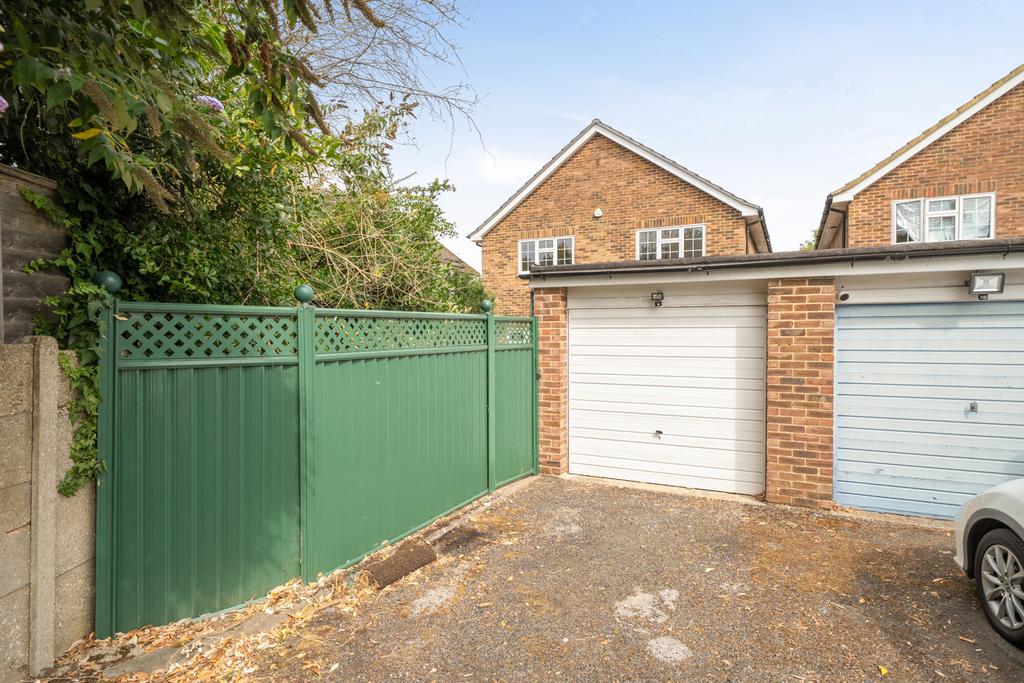 Driveway view, garage