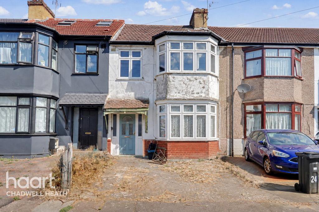 Terraced house exterior, parking